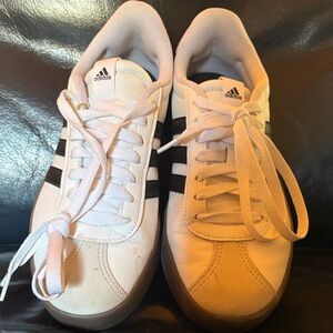 adidas White Sneakers with Black Stripes